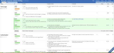 easyBacklog free Scrum project management tool